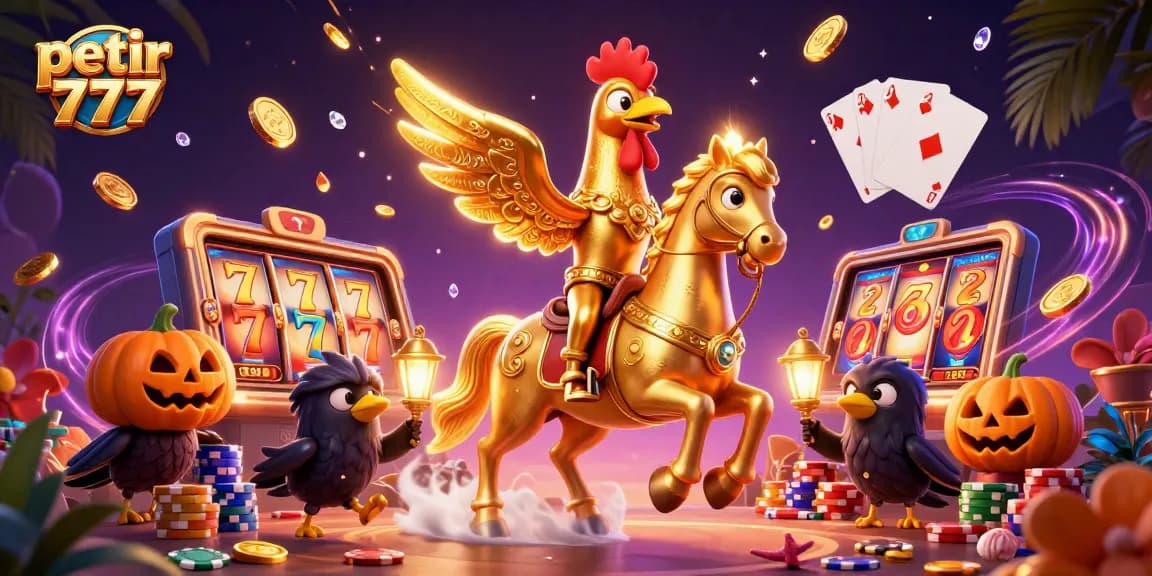 Experience the excitement of petir 777 with dynamic slot reels and vibrant casino elements.