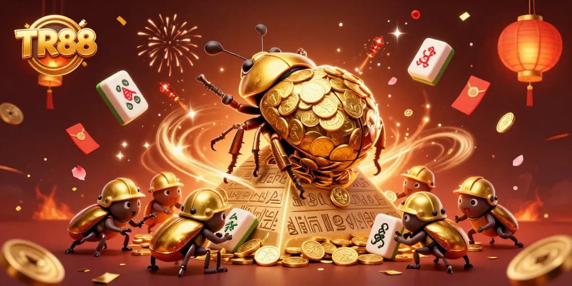 Experience exhilarating gaming with TR88 as a golden beetle rolls coins up a pyramid!