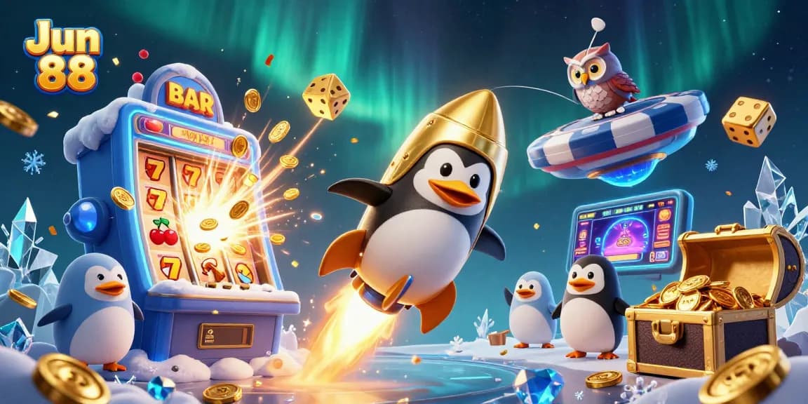 Experience thrilling gameplay at Jun 88 with a vibrant casino-themed 3D illustration.