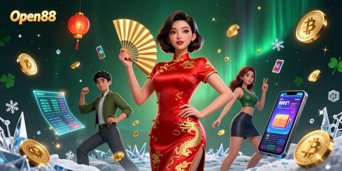 Experience the excitement of Open88 with vibrant 3D imagery showcasing captivating gameplay and immersive casino elements.