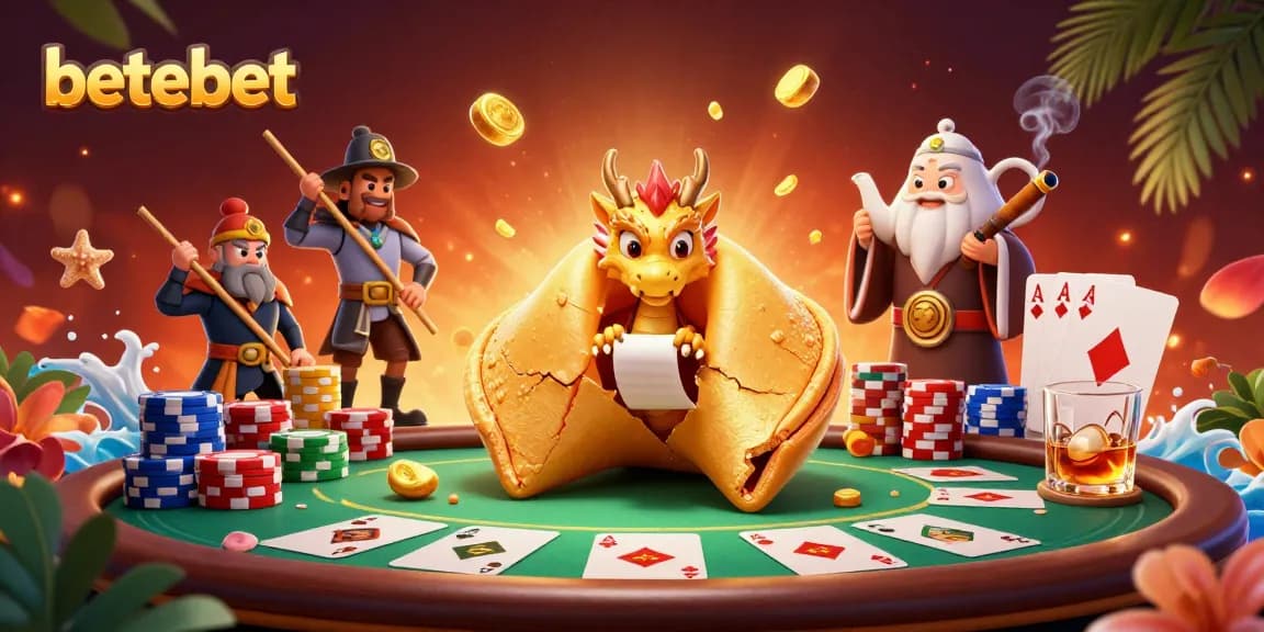 Experience thrilling gaming with betebet illuminated by fortune cookies, poker chips, and dragons.