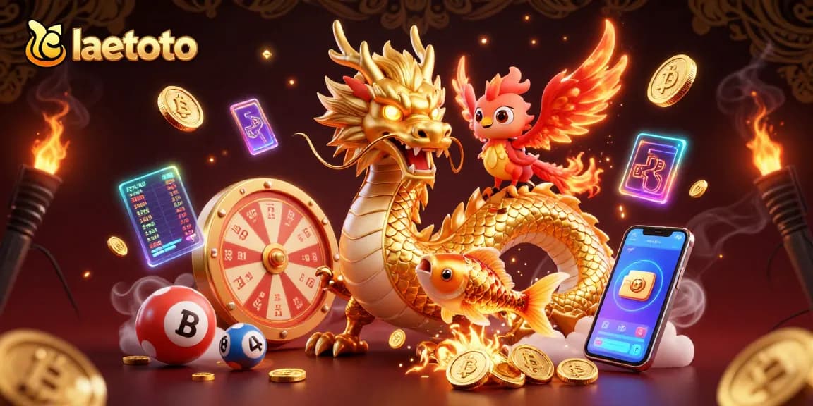 Engage with laetoto's vibrant lottery experience, featuring dynamic elements like numbered balls and a prize wheel.