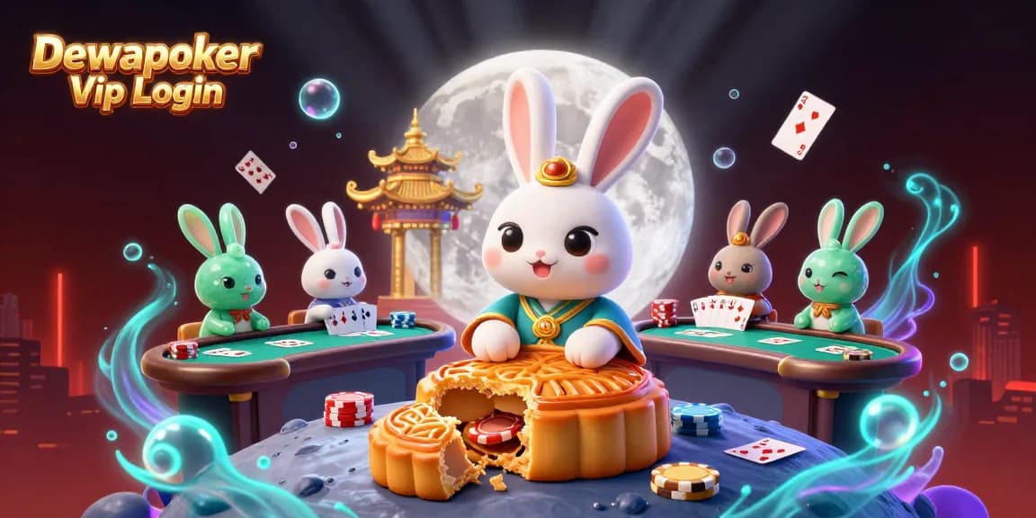 Engage in Dewapoker Vip Login with vibrant illustrations of poker gameplay and characters in a lively casino scene.