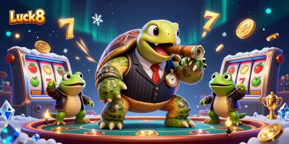 Experience thrilling gameplay at Luck8 with dynamic slot machine elements illuminating the casino scene.