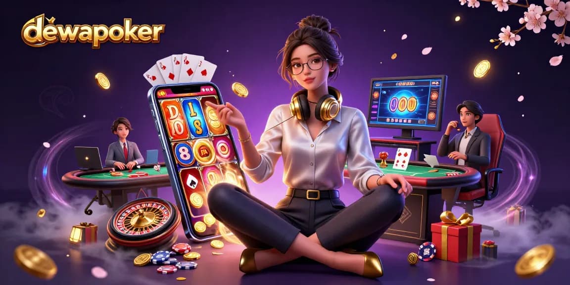 Join the exciting online gaming world at dewapoker with this vibrant, detailed 3D illustration.