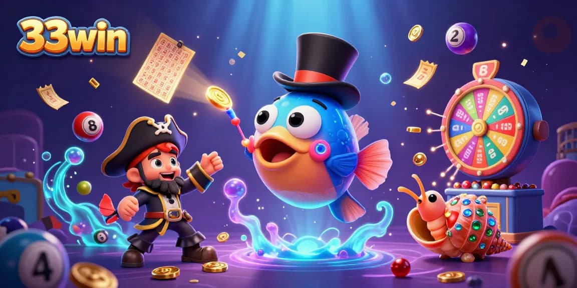 Join the excitement with 33win in this vibrant underwater casino scene filled with treasures!