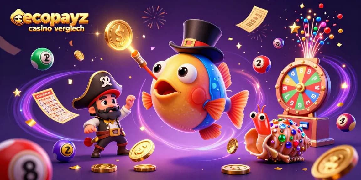 Experience the ecopayz casino vergleich with a vibrant scene of characters celebrating gambling wins amidst dynamic gaming elements.