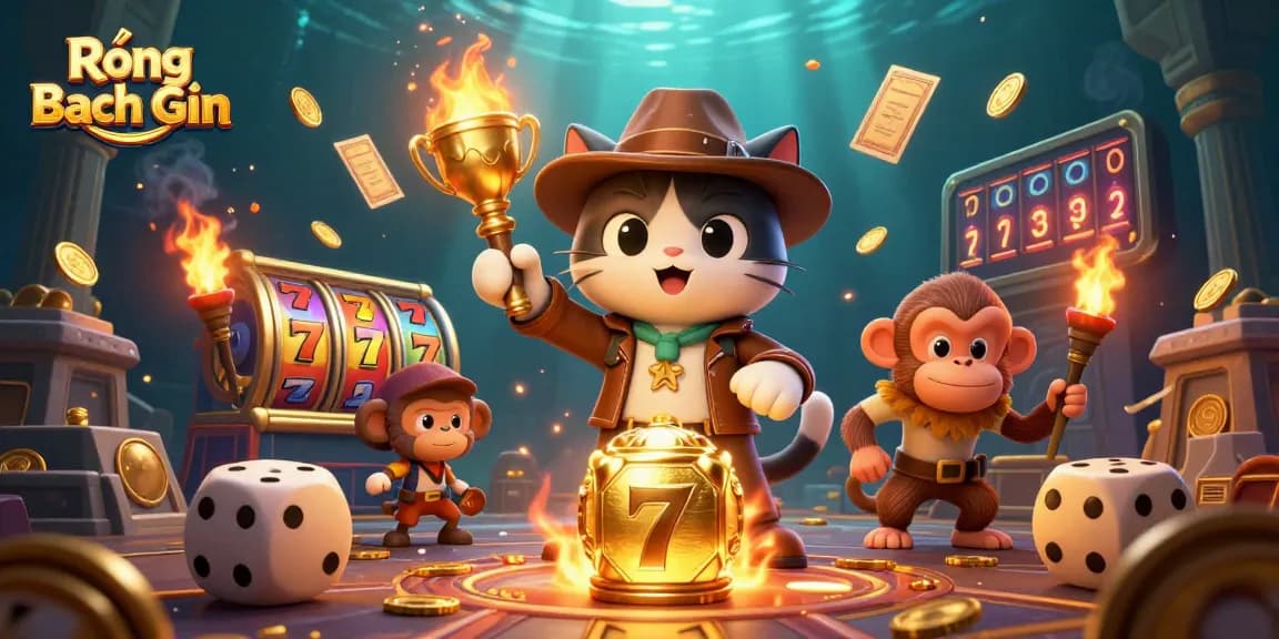 Experience Rồng Bạch Kim as an adventurous explorer cat uncovers hidden casino treasures.