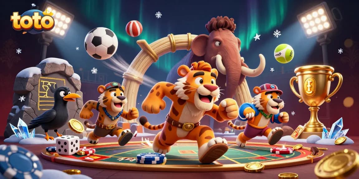 Toto memimpin permainan kasino prasejarah dengan dadu tulang dan chip poker sambil menghitung skor pada dinding gua