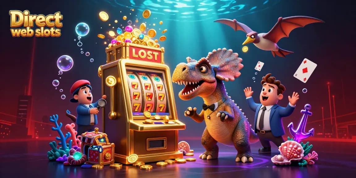 Engage with Direct web slots as a pachycephalosaurus wins a jackpot, surrounded by coins and game elements.