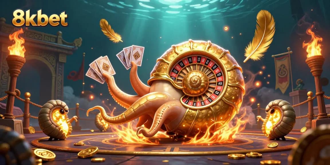 Experience winning at 8xbet with vibrant 3D casino art, highlighting card games and roulette.