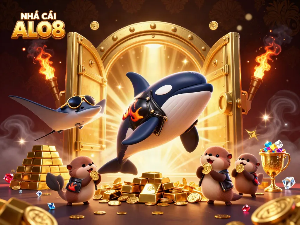 Engage with NHÀ CÁI ALO8's vibrant gaming world where sea creatures enjoy a treasure-filled adventure.