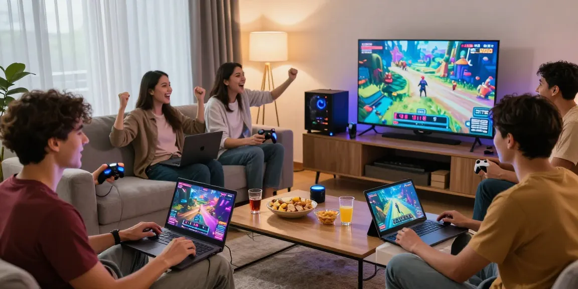 Exciting online gaming experience at https://garuda55.com/ with friends in a modern living room.