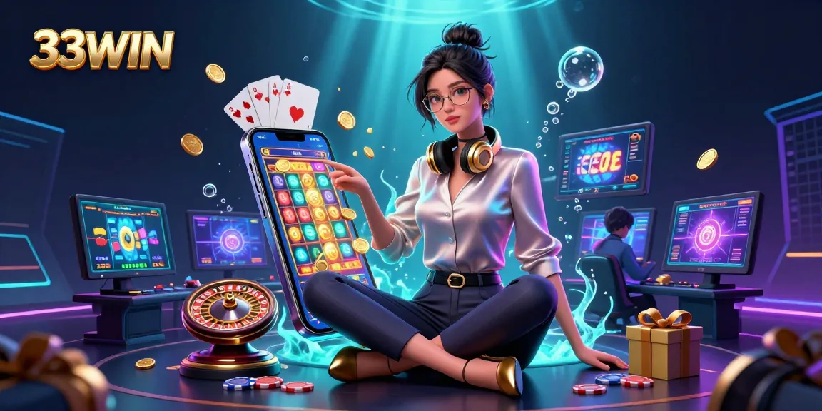 Experience thrilling gaming with 33WIN's advanced casino setup and vibrant elements.