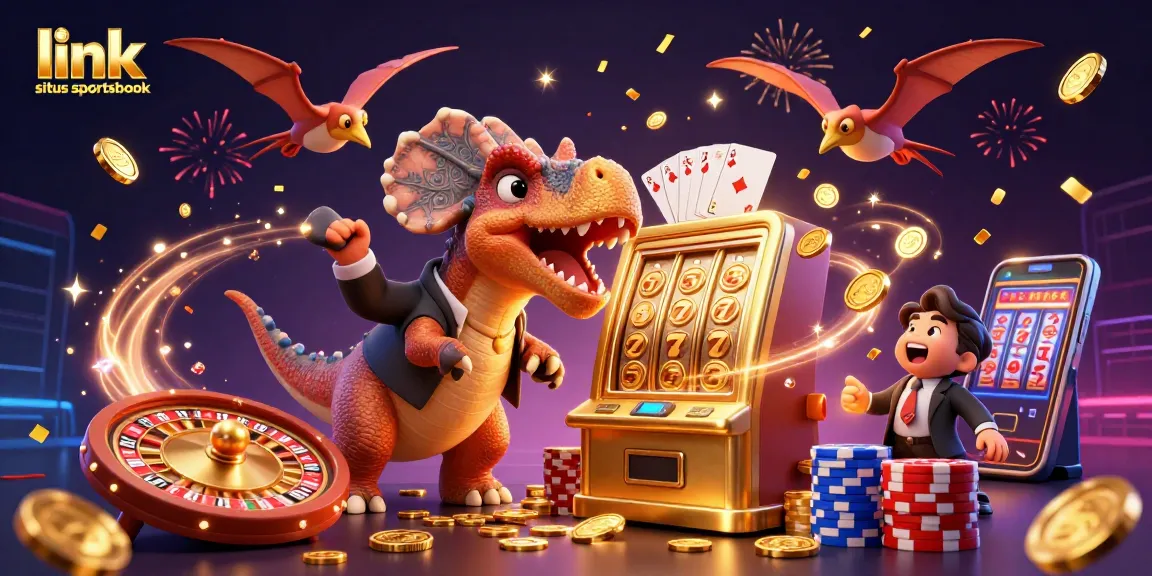 Experience big wins with link situs sportsbook celebrating in this vibrant casino scene.