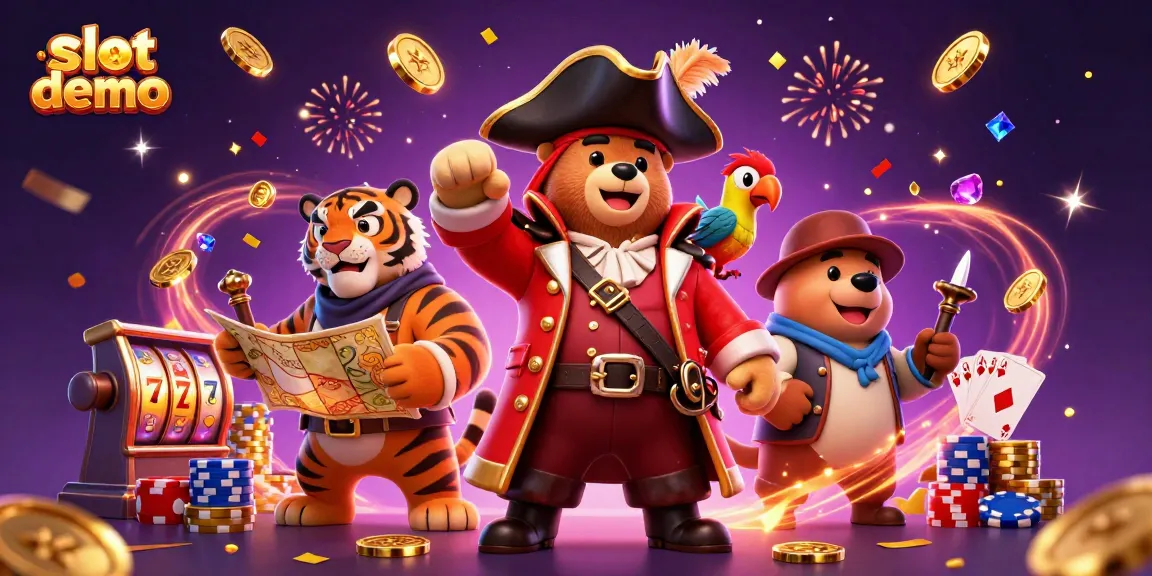 Slot demo dengan karakter beruang bajak laut di kasino, mengingatkan pengalaman bermain slot.