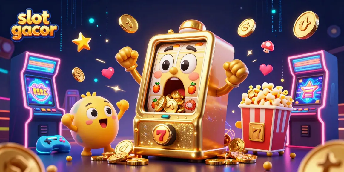 Experience the excitement of slot gacor as animated slot machines celebrate big wins with gold coins bursting forth.