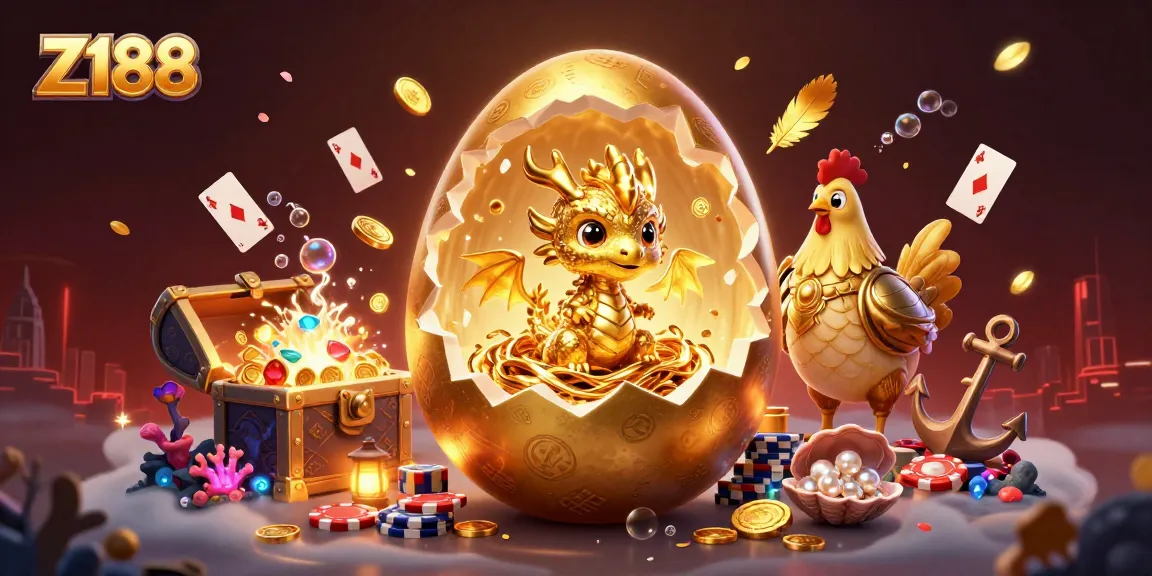 Z188 captivates players with a stunning scene featuring a golden dragon amidst vibrant casino imagery.