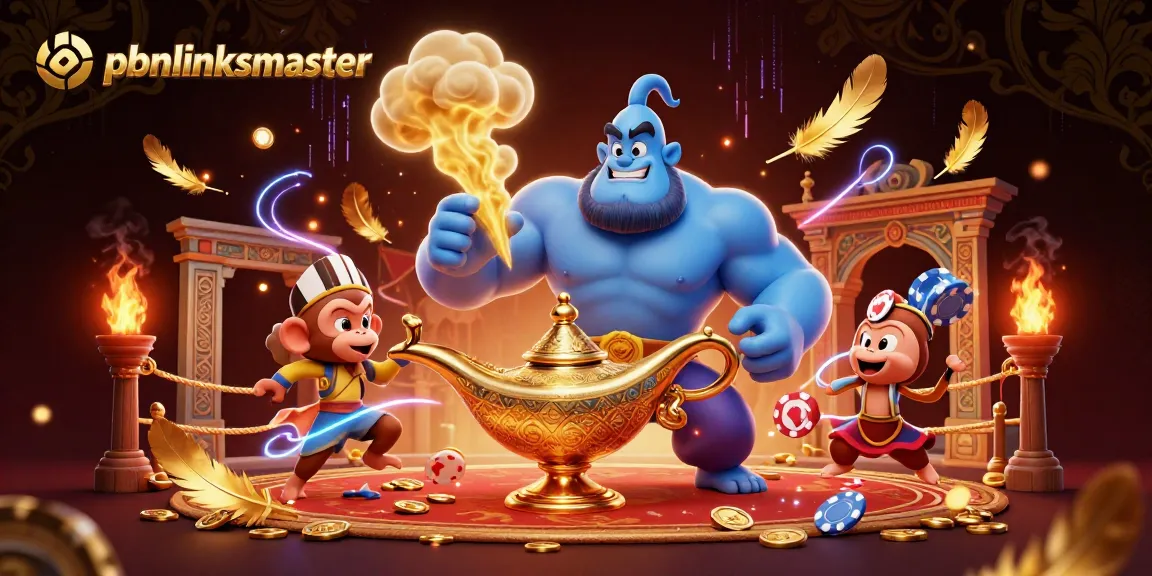Experience the magic of gambling with pbnlinksmaster in this dynamic casino-themed illustration.