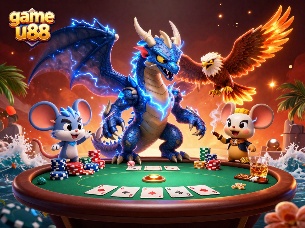 Engage in thrilling gameplay with game u88 featuring a vivid scene of casino action and vibrant characters.