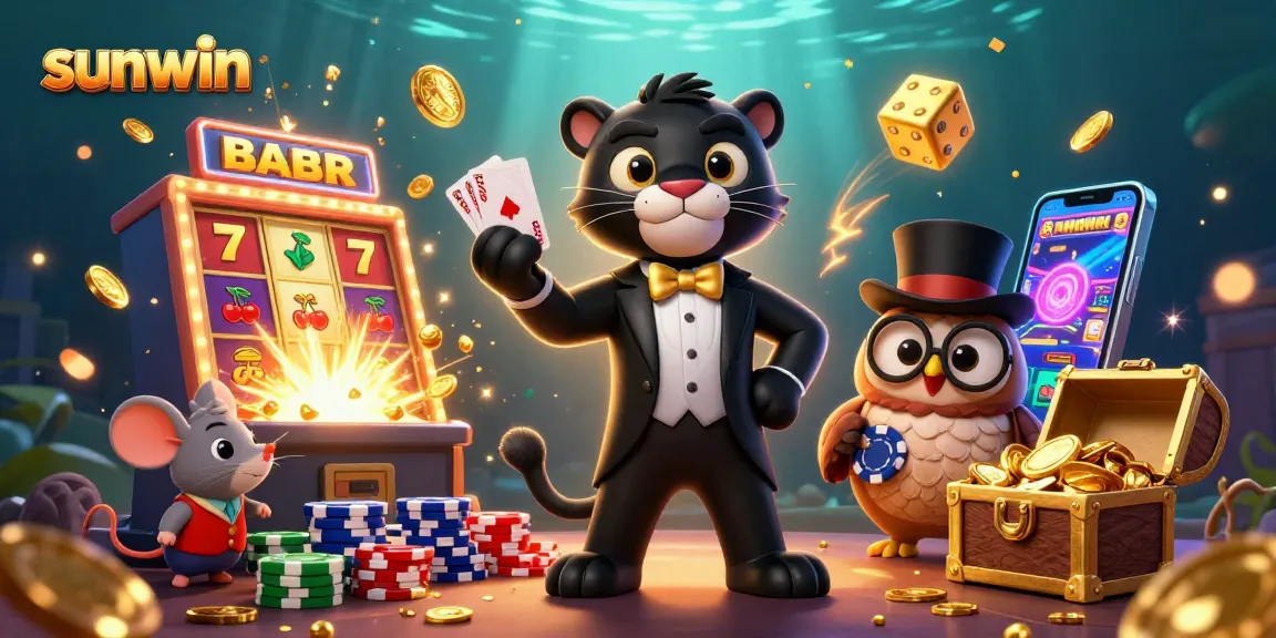 Experience the excitement of sunwin with a black panther dealer, flying casino symbols, and winning moments!