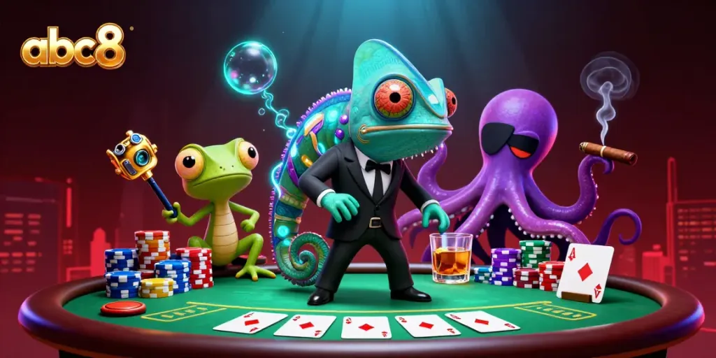 Experience thrilling action at abc8 with colorful poker chips and dynamic casino characters.