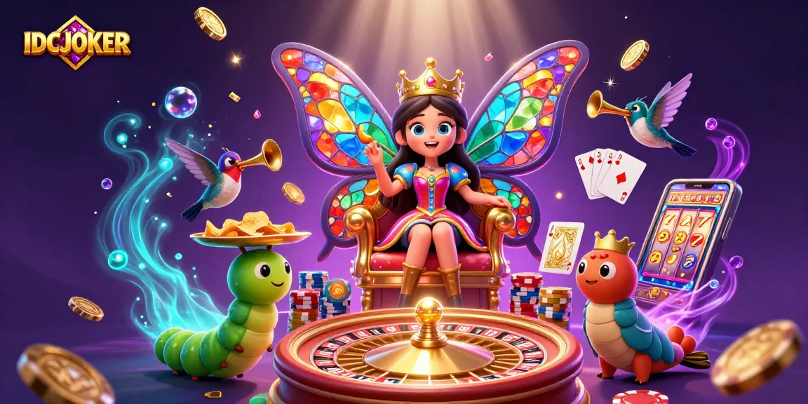 Engage in thrilling gaming adventures at IDCJOKER with enchanting scenes of vibrant animations and colorful casino elements.