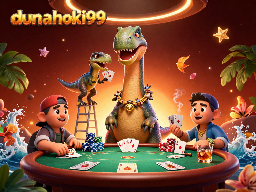Aktivitas taruhan poker dengan duniahoki99 menampilkan brontosaurus raksasa di kasino.