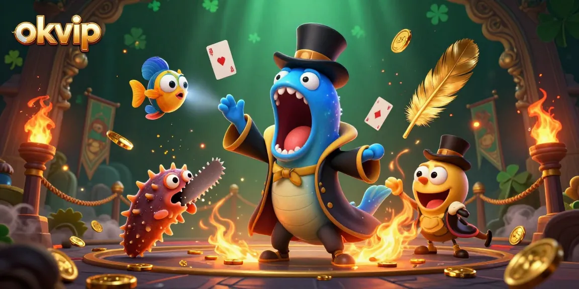 Engage in thrilling card magic at okvip with a unique underwater casino spectacle featuring whimsical deep-sea characters.