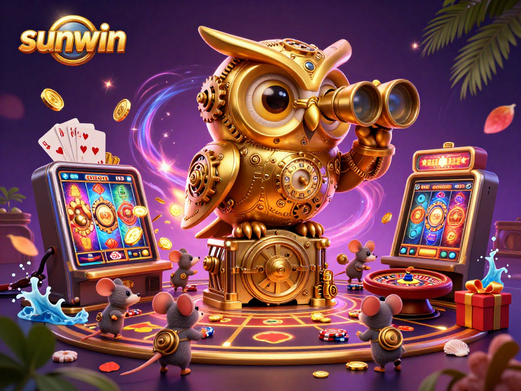 Experience the vibrant sunwin casino atmosphere with golden owl and dynamic game elements.