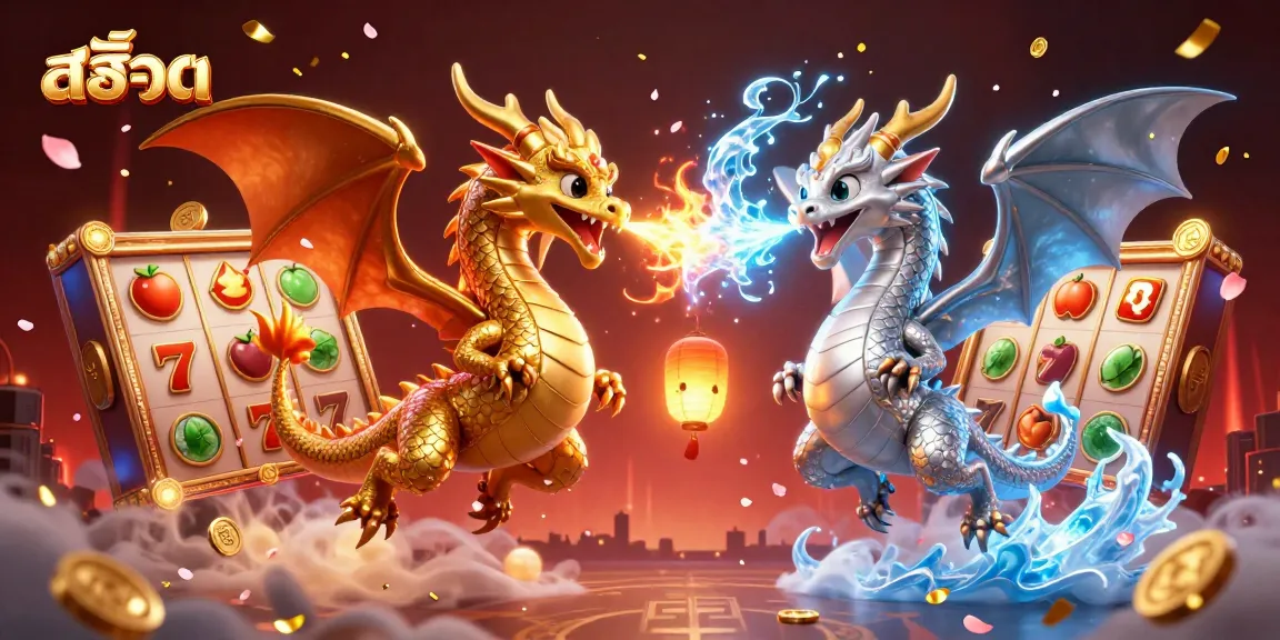 Experience thrilling สล็อต action with golden and silver dragons in a vibrant casino-themed adventure.