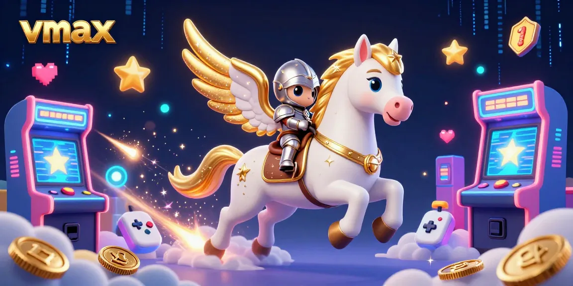 Experience the thrilling world of vmax with a dynamic casino-themed 3D illustration showcasing vibrant gaming elements.