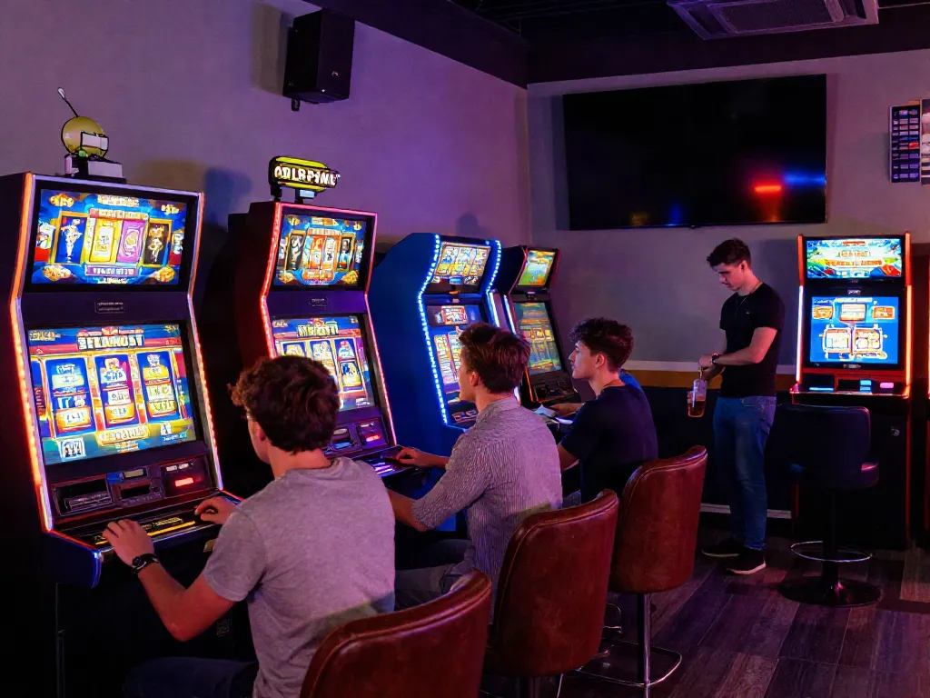 Exciting gaming lounge featuring 513 Slots with various slot machines and social gaming atmosphere.