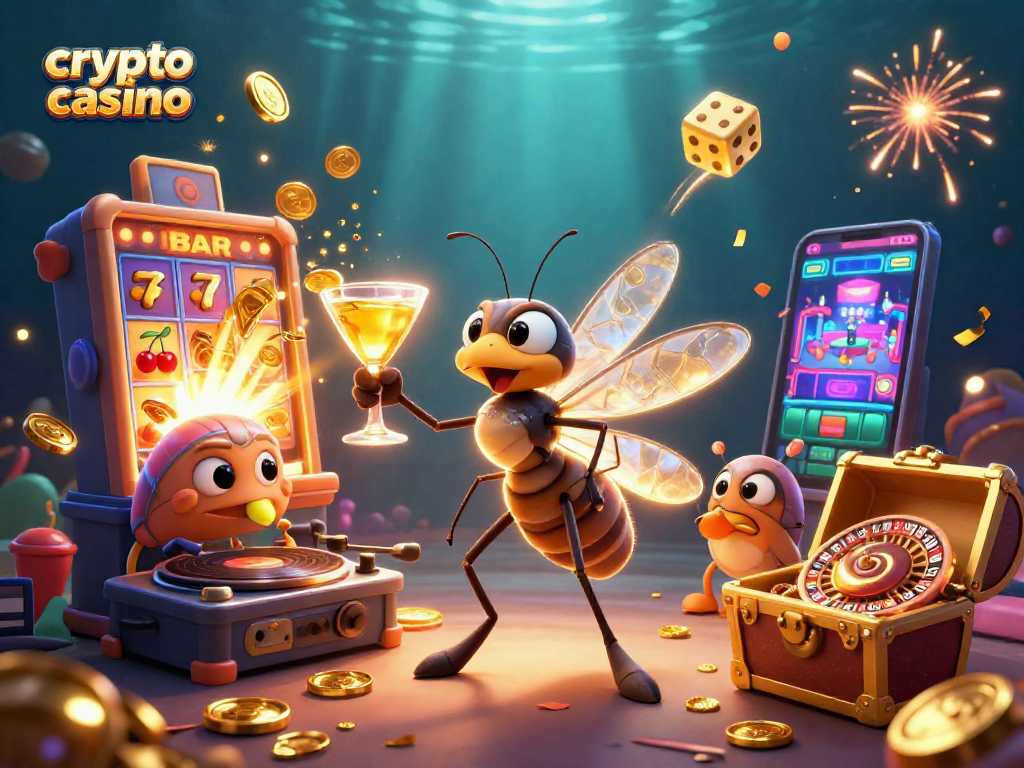 Join the crypto casino excitement with a lively 3D illustration showcasing vibrant gaming elements.