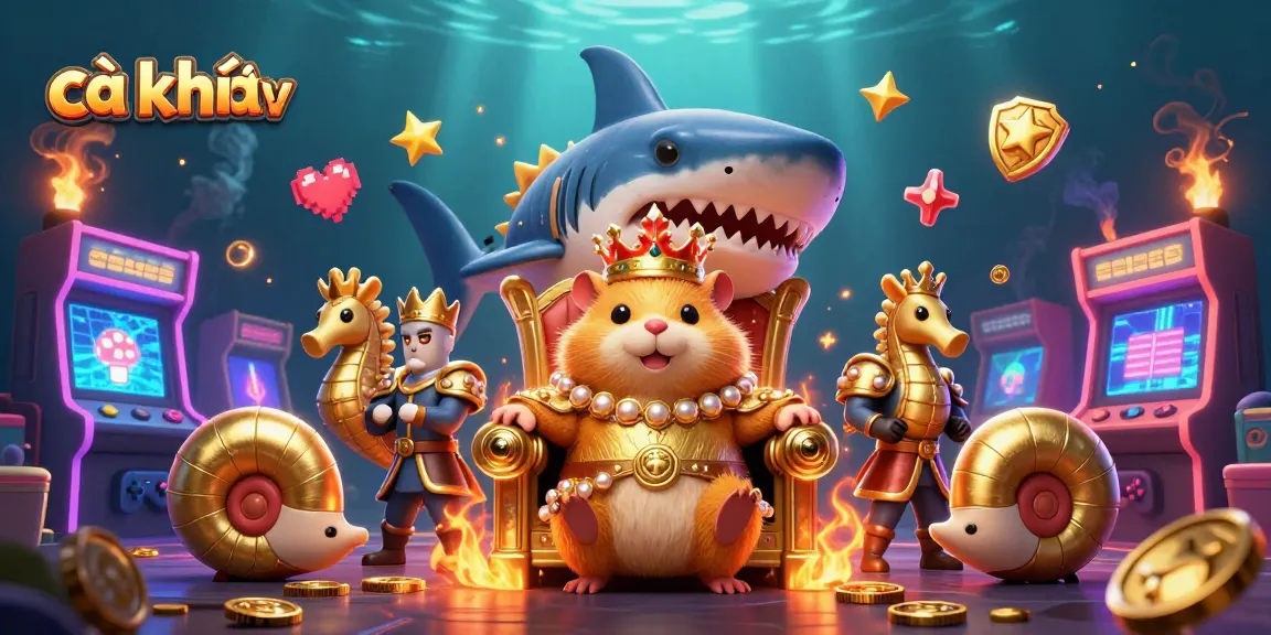 Cà khịa tv enhances gaming experience with golden hamster king and coin-filled casino scene.