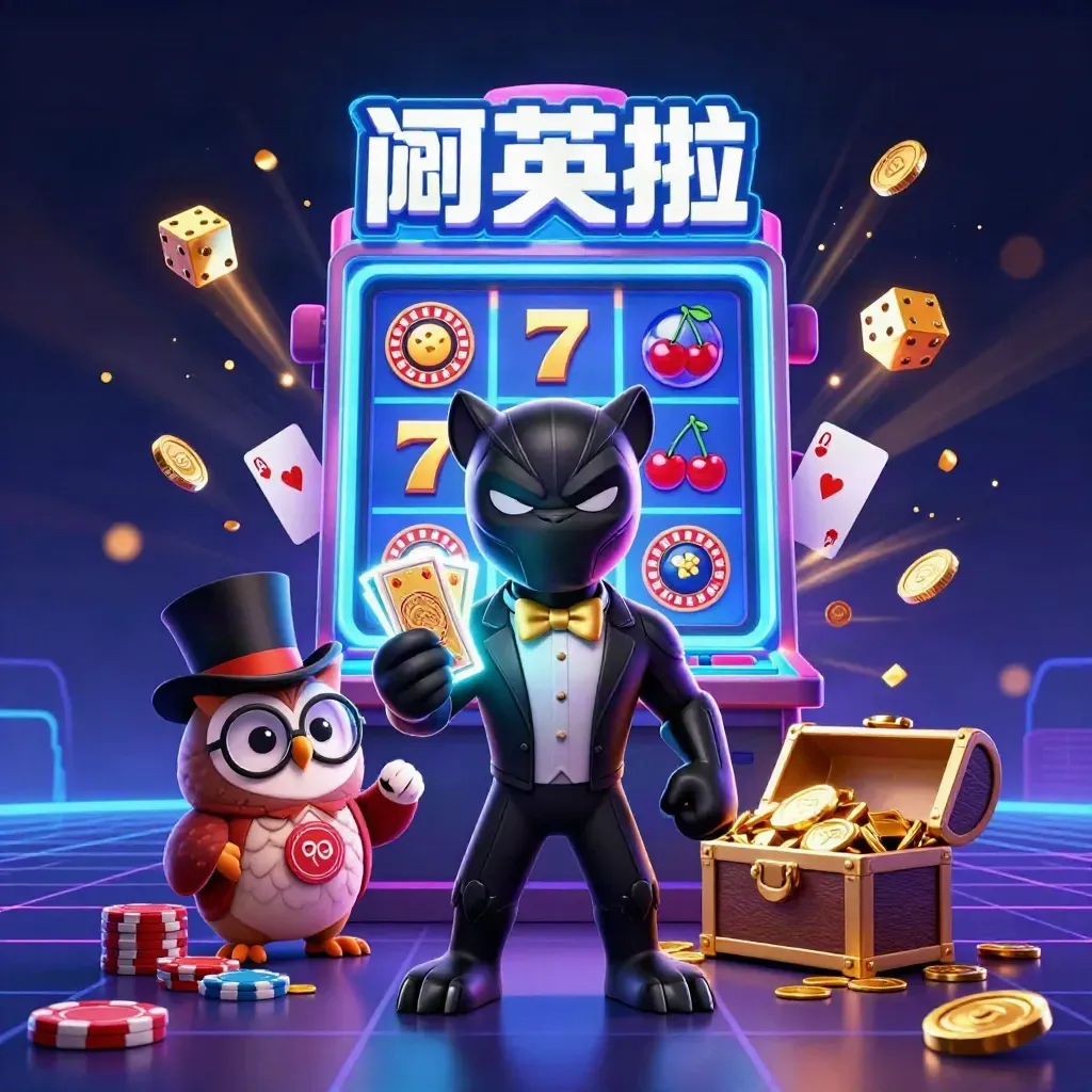 Panther, owl, and mouse explode through neon-blue casino treasure beside a bursting slot machine