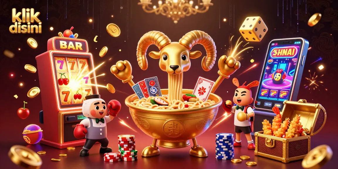 klik disini untuk melihat ilustrasi kasino 3D penuh warna dengan karakter unik dan mesin slot menawan.