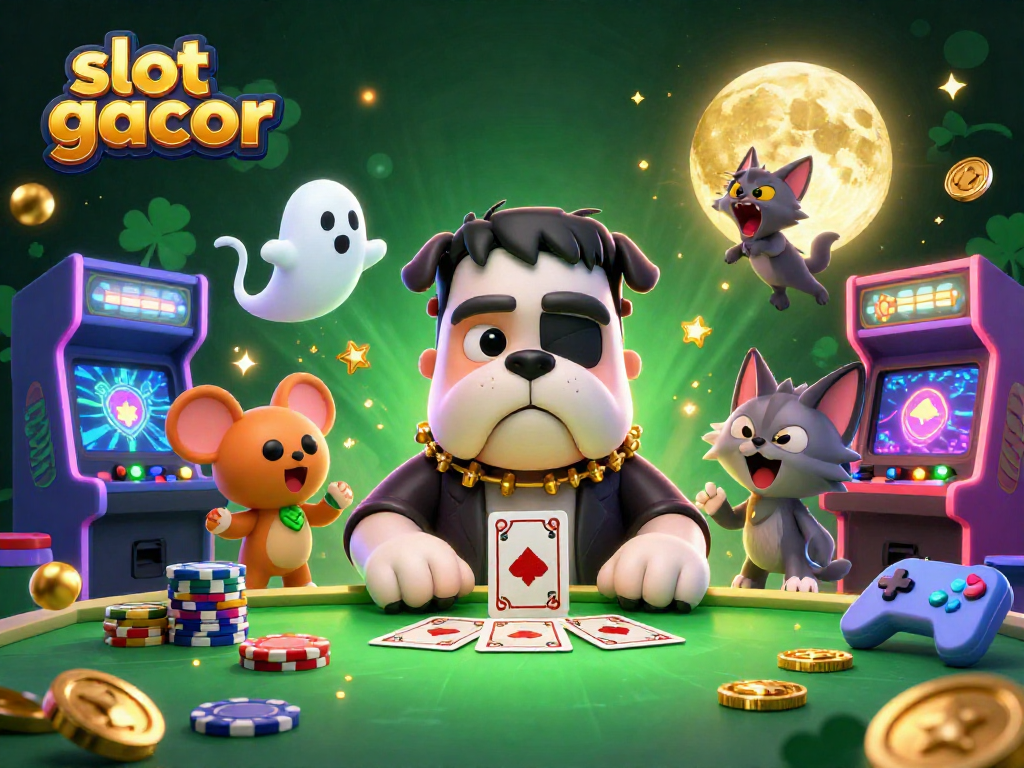 Menangkan jackpot di slot gacor dengan karakter bertema kasino yang menarik dalam ilustrasi 3D.