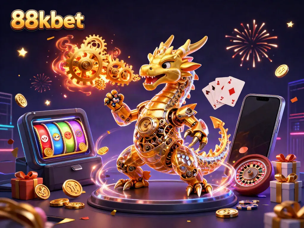 Experience thrilling gaming and winning with 88kbet in this captivating 3D casino scene