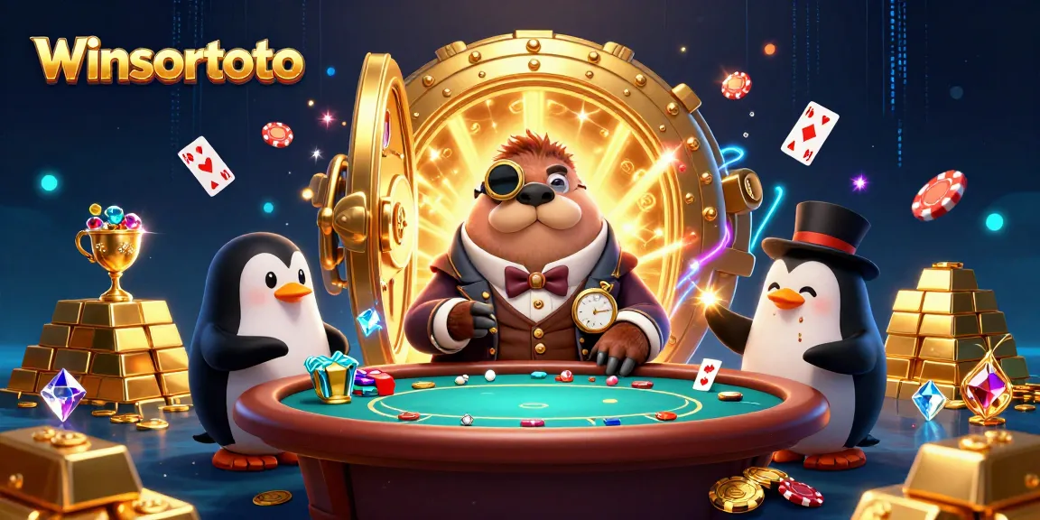 Play poker with winsortoto in a vibrant underwater scene featuring a walrus and a penguin dealer.