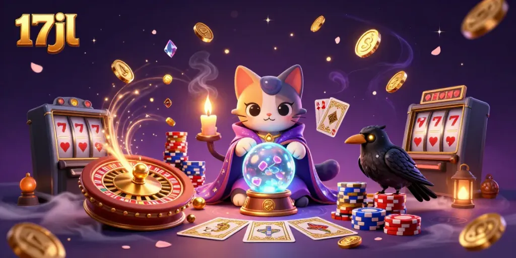 Experience thrilling gameplay with 17jl's vibrant casino scene featuring mystical characters and exciting casino elements.