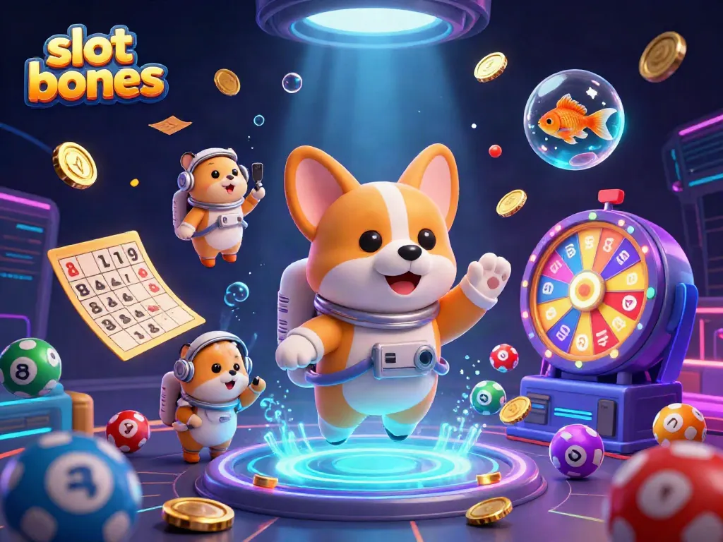 Experience the thrill of slot bonuses with an astronaut corgi in a space casino.