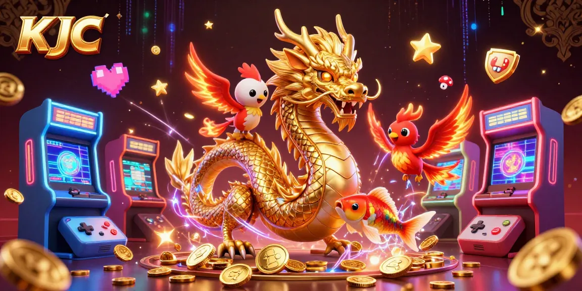 Experience the thrill of KJC through a vibrant 3D casino scene with mythical creatures.