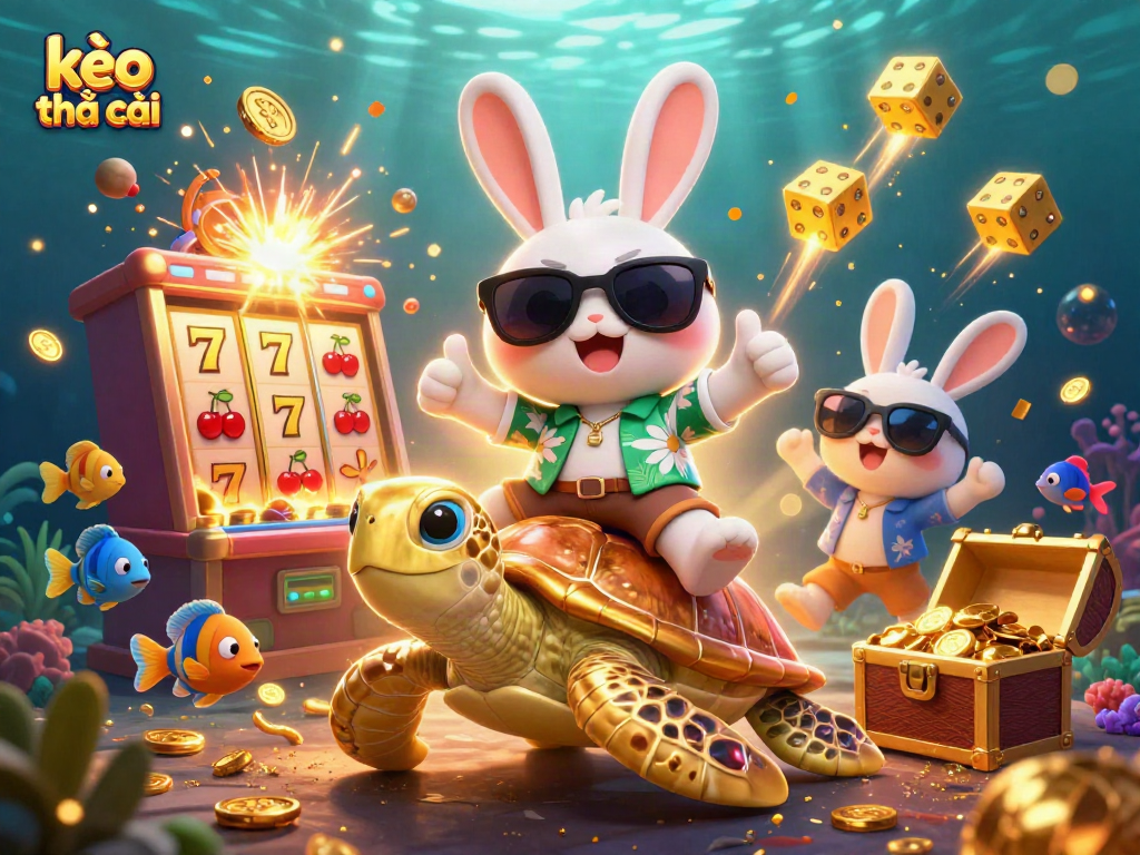 Engage with kèo nhà cái for a vibrant casino experience featuring a lucky rabbit and golden turtle.