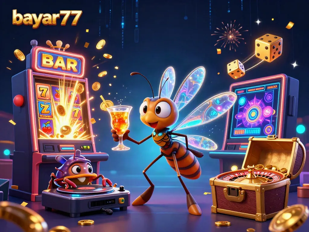 Engage with the thrilling world of bayar77 as a frozen mosquito mascot joins a trilobite DJ in a dynamic casino setting.