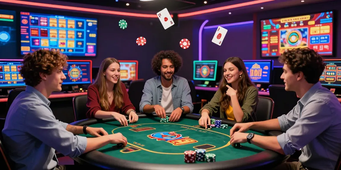 Engaging scene of players enjoying casino non aams games online, vibrant gaming atmosphere.
