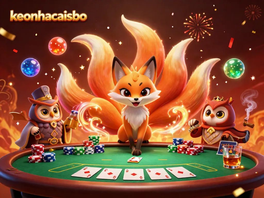 Experience thrilling gameplay with keonhacaisbo, featuring a vibrant poker scene and magical characters.