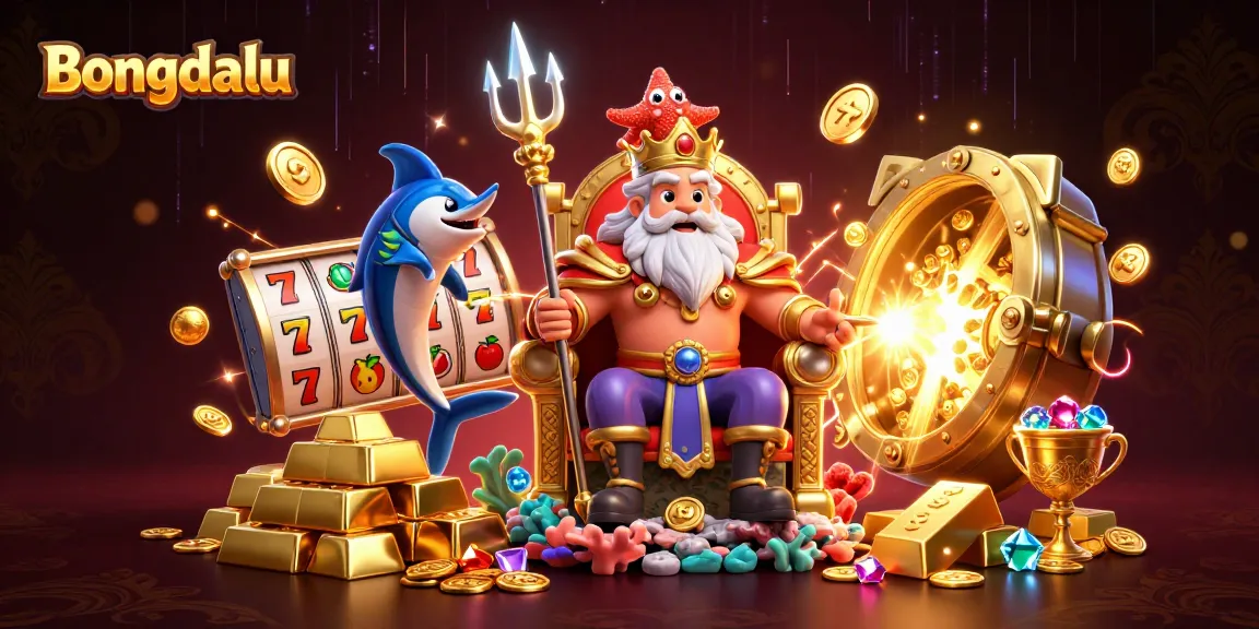 Bongdalu Casino scene featuring Neptune and treasure symbols in a vibrant underwater setting.