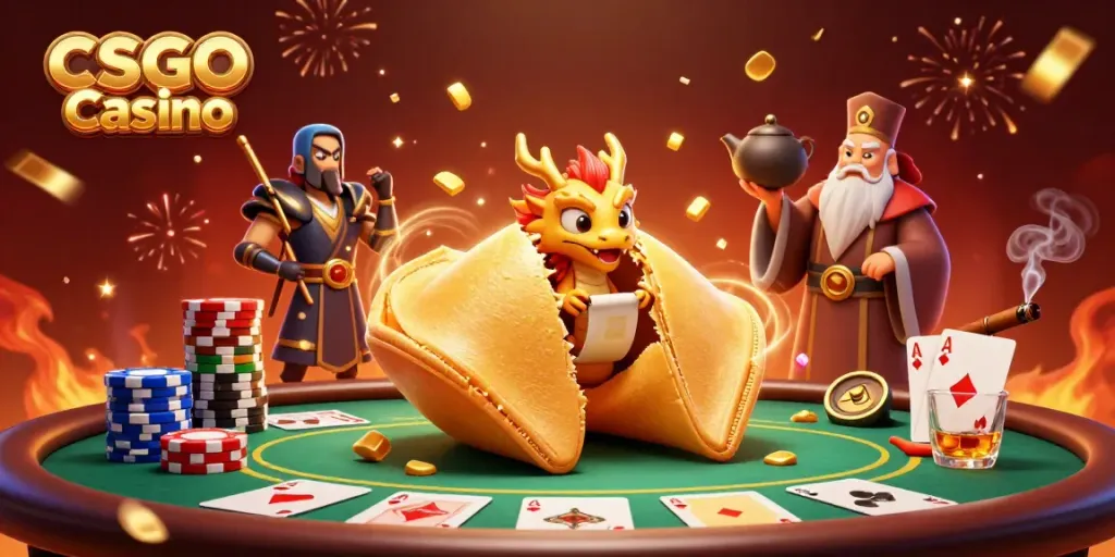 Experience thrilling gameplay at CSGO Casino with a vibrant 3D illustration of action-packed poker.