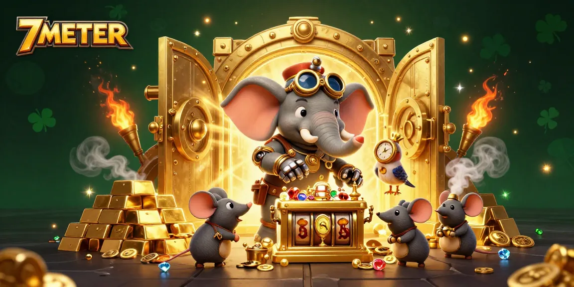 Experience thrilling wins with 7METER's golden slot machine and enchanting characters.